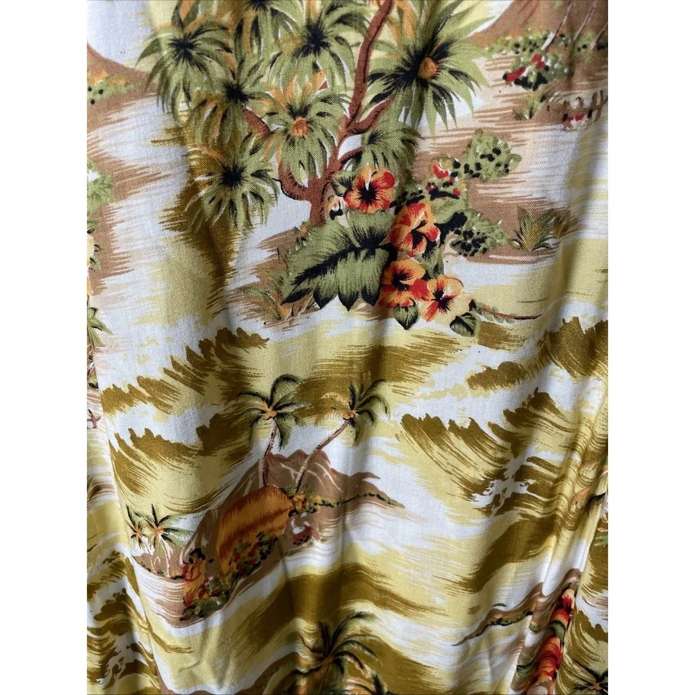Maka Hawaii Beachwear Vintage Short Sleeve Rayon Maxi Dress Women's Size Large